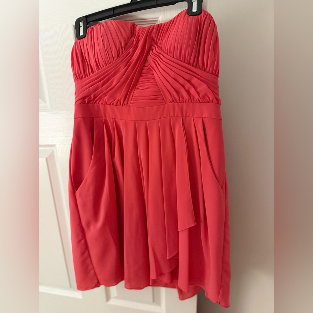 Elegant Coral Strapless Dress